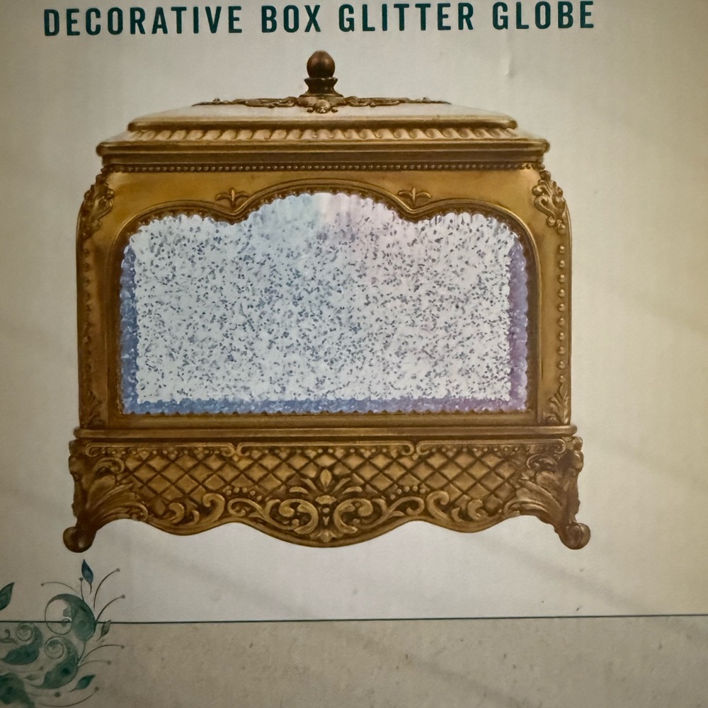 Cracker Barrel Gold and Purple Decorative Box Glitter Globe
